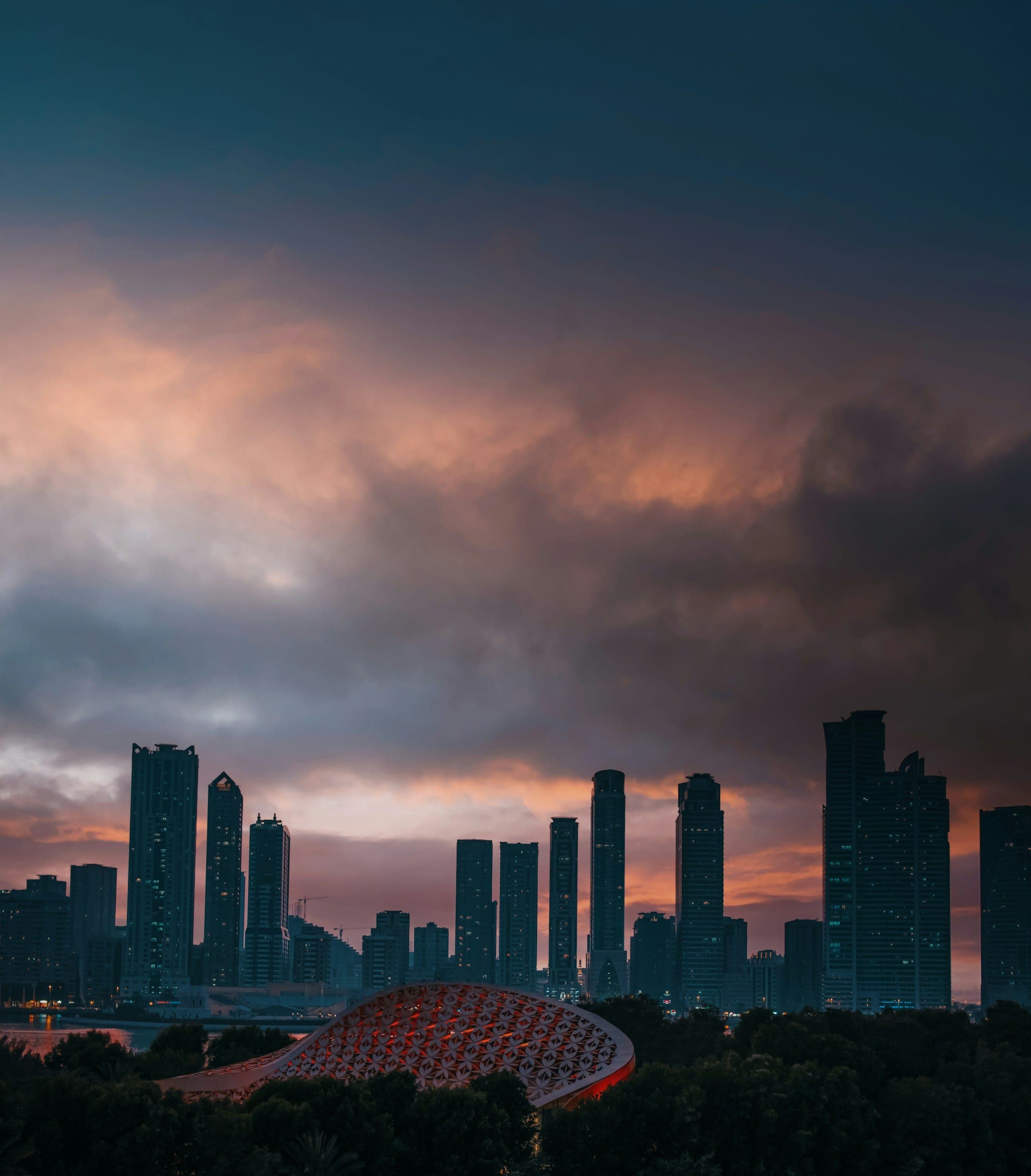 The Sharjah skyline at sunset